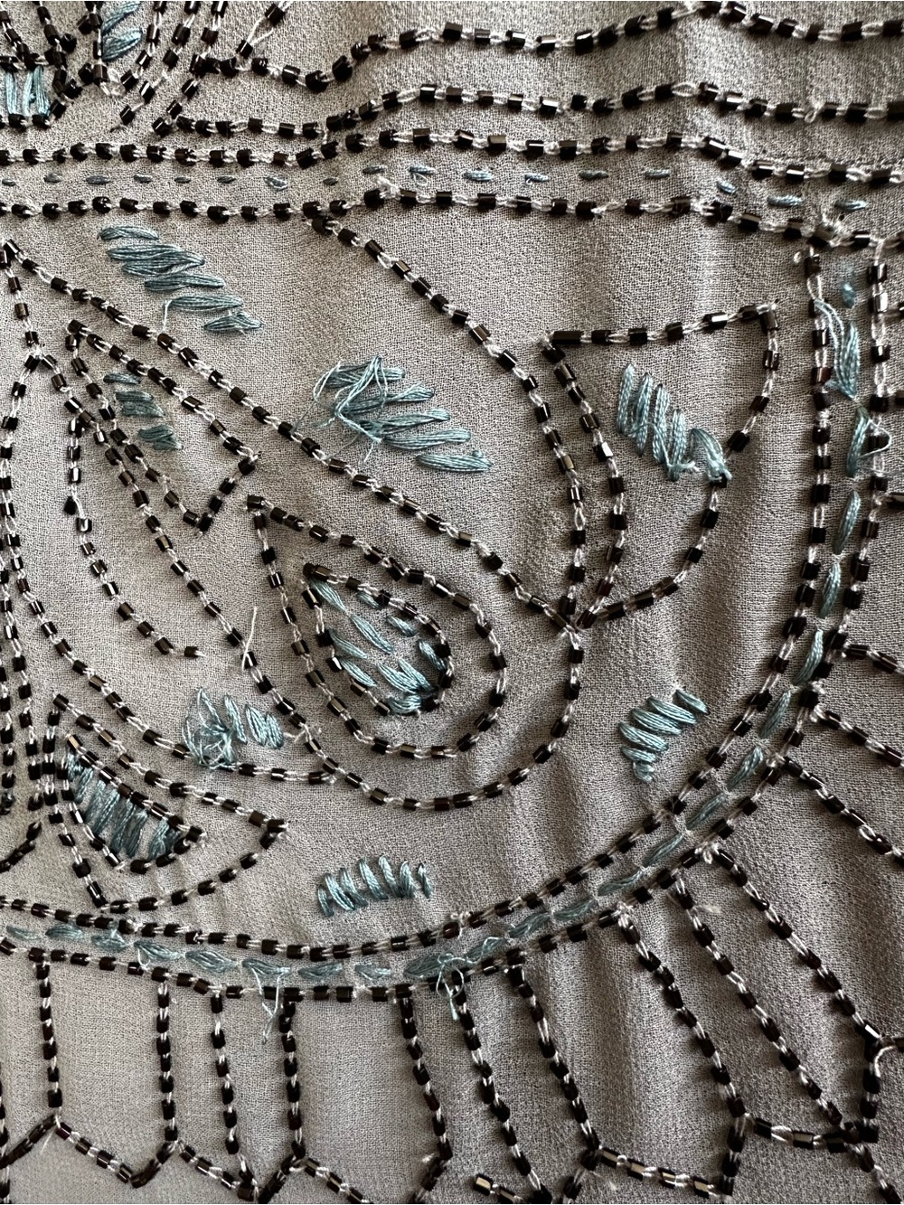 Free People Gray Blue Beaded Vintage Fringe Dress Small - Picture 9 of 14